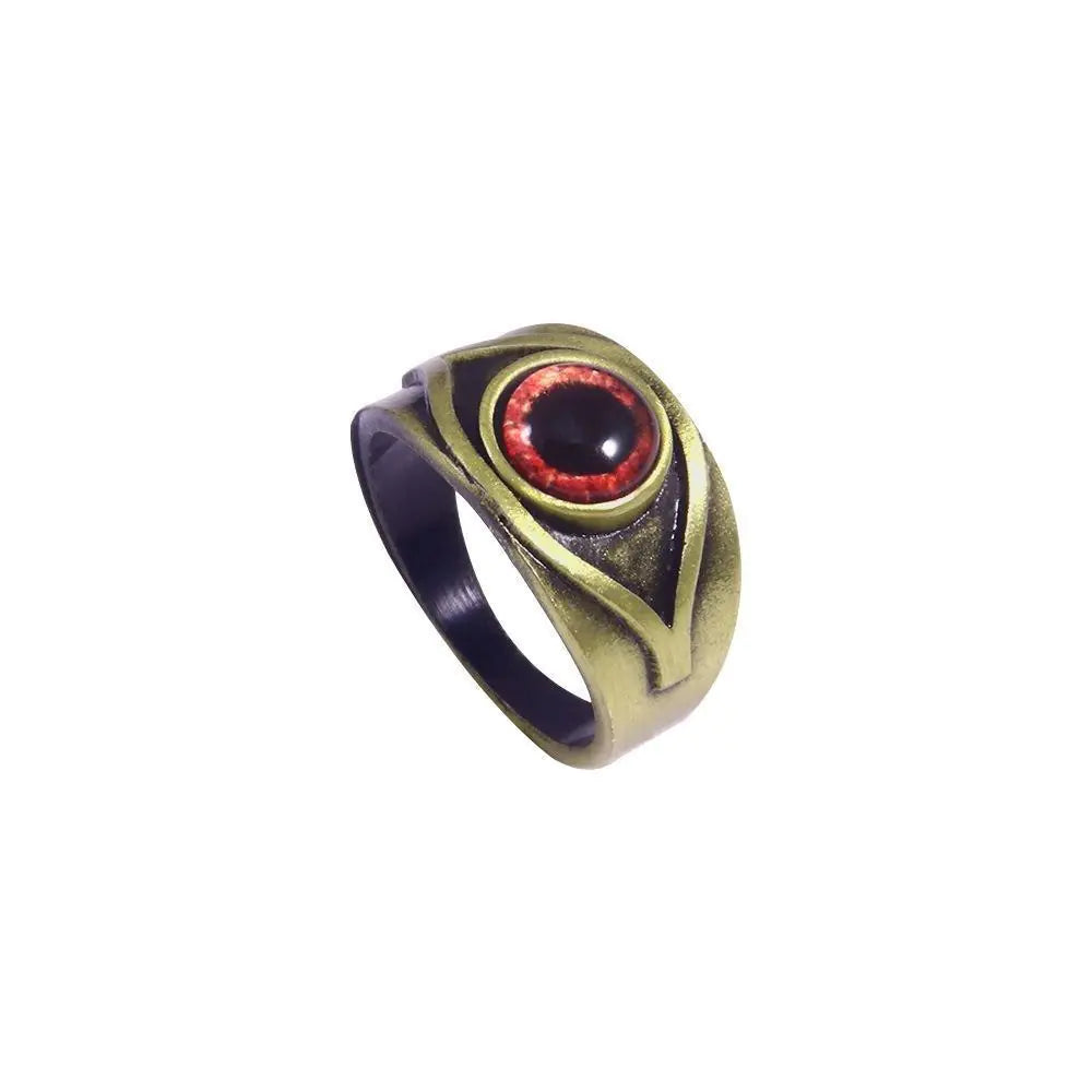 Vintage Crimson Brown Red Eye Ring – Adjustable Unisex
