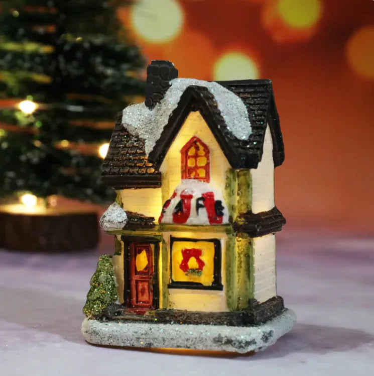 Festive Resin Christmas House Light Decoration – Holiday Gift Ornament