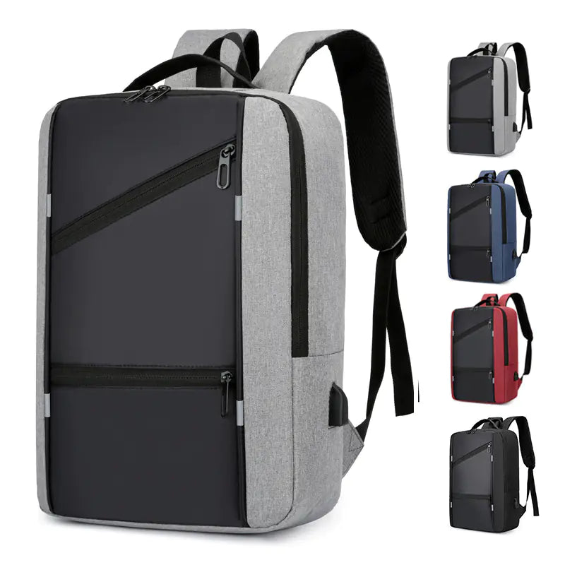 Men’s Business Multi-Functional USB Charging Backpack – Waterproof Oxford Laptop Bag
