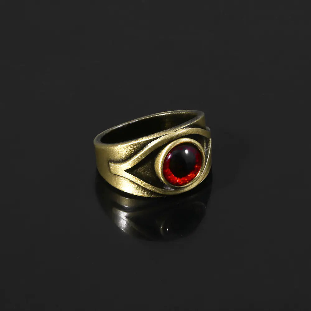 Vintage Crimson Brown Red Eye Ring – Adjustable Unisex