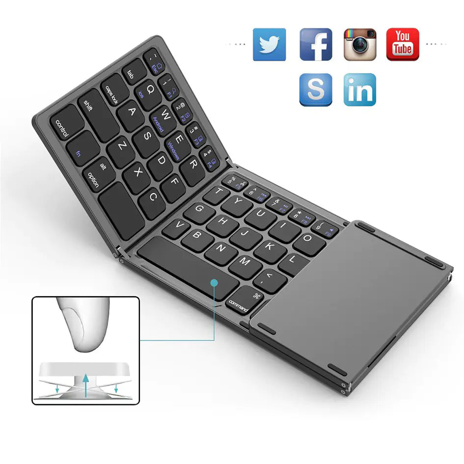 BO33 Mini Wireless Bluetooth Folding Keyboard with Touchpad