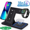 3-in-1 LED Fast Wireless Charging Station | Foldable Magnetic Charger Stand