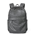 Men’s Matte Gray PU Leather Backpack – Waterproof Business & Travel Bag