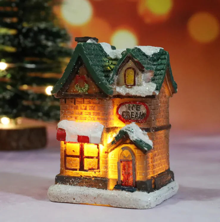 Festive Resin Christmas House Light Decoration – Holiday Gift Ornament