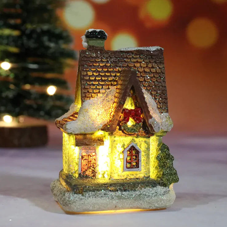 Festive Resin Christmas House Light Decoration – Holiday Gift Ornament