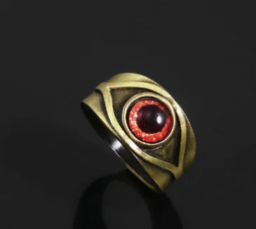 Vintage Crimson Brown Red Eye Ring – Adjustable Unisex