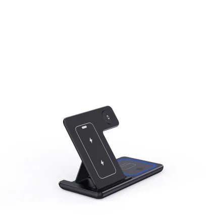 3-in-1 LED Fast Wireless Charging Station | Foldable Magnetic Charger Stand