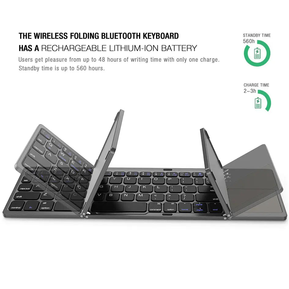 BO33 Mini Wireless Bluetooth Folding Keyboard with Touchpad
